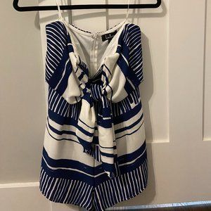 Lulus Blue and White Romper (with bow in front)